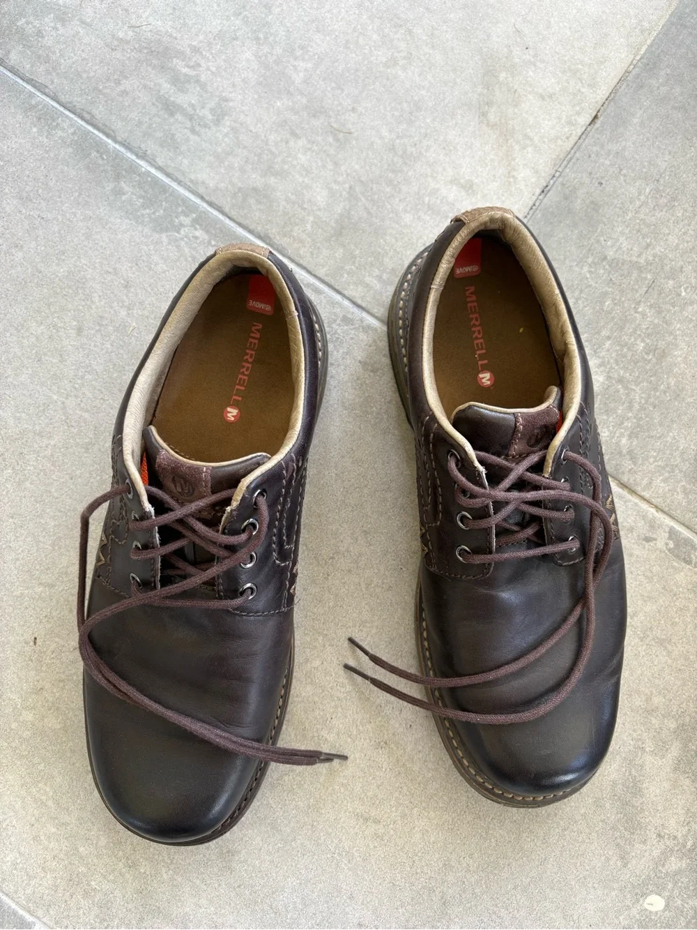 Merrell Men’s Realm Espresso Leather Lace Up Casual Walking Shoes Size 9 Work
